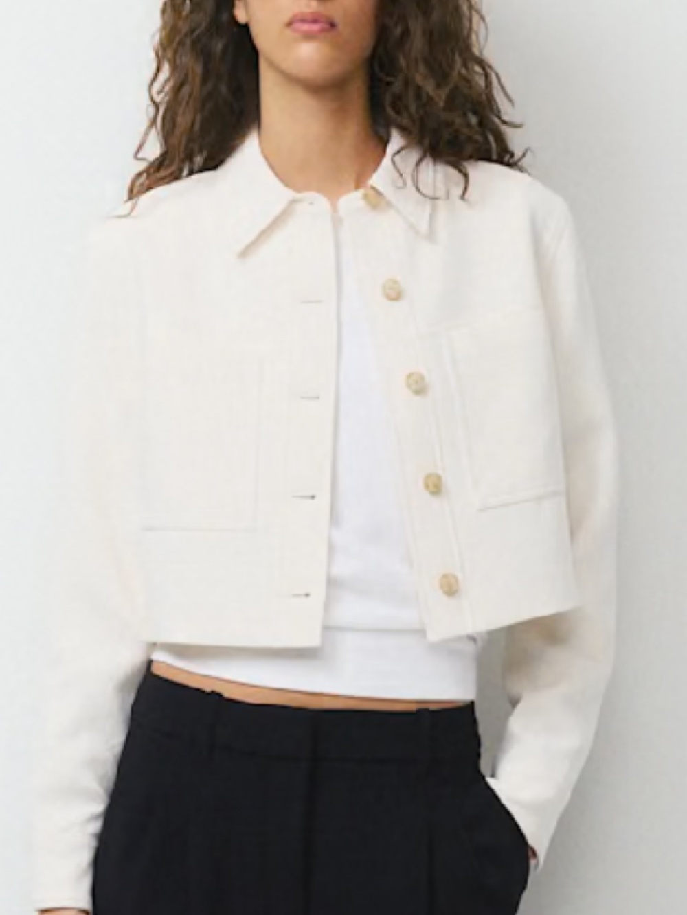Aritzia Wilfred Crepette™ Little Cropped Jacket | Light Birch | Like New